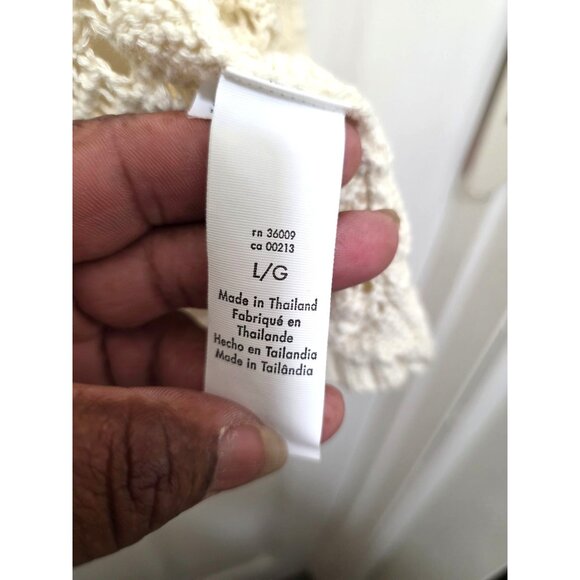 Calvin Klein Jeans Women's Crochet Knit Cardigan Sweater L/G Short Sleeve Cream - Picture 5 of 6